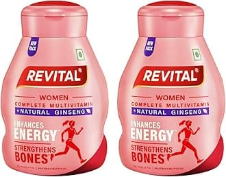 Revital for Women Multivitamins, Calcium, Zinc & Natural Ginseng for Daily Immunity Strong Bones, and Enhances Energy Level - 30s Combo | Pack of 2
