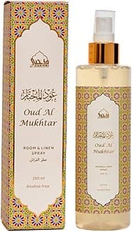 – Oud Room & Linen Spray by Dukhni | 250ml Mukhtar Air Freshener, Room Mist, for Bed Linen, Fabrics, Sofa and Prayer Mats | Islamic gifts, Free from Alcohol, Odour eliminator for strong odour