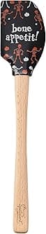 Bone Appetit Halloween Spatula with Wood Handle BPA Free Heat Resistant Silicone Spatula for Halloween Baking Mixing Cooking Meal Prep, Spooky Kitchen Accessories Spatulas with Designs