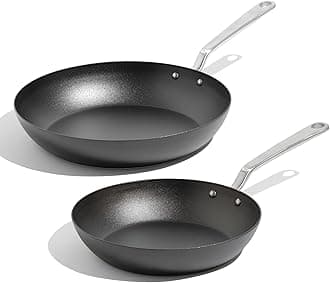 Made In Cookware | 2 Piece (Includes 10",12") Seasoned Carbon Steel Frying Pan | (Like Cast Iron, but Better) | Professional Cookware | Crafted in Sweden | Induction Compatible