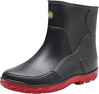 SRTUMEY Unisex Rubber Waterproof Rain Boots Men's Drawstring Elastic Mouth Rain Shoes Shoes Rubber Shoes Mid Calf Bottom Slip Oil Chef Shoes Fishing and Deck Boots