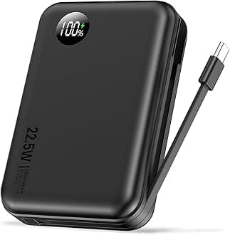 20000mAh Power Bank with LED Display, 22.5W PD Fast Charging & Built-in USB-C Cable | 4-Port Portable Charger for iPhone 16 15 14 13 Pro Samsung, Android, iPad, AirPods | Compact & TSA-Friendly