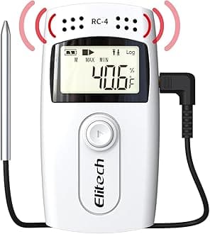 Elitech Temperature Data Logger, RC-4 16000 Readings USB Recorder with Double Sensors LCD Display Buzzer Alarm