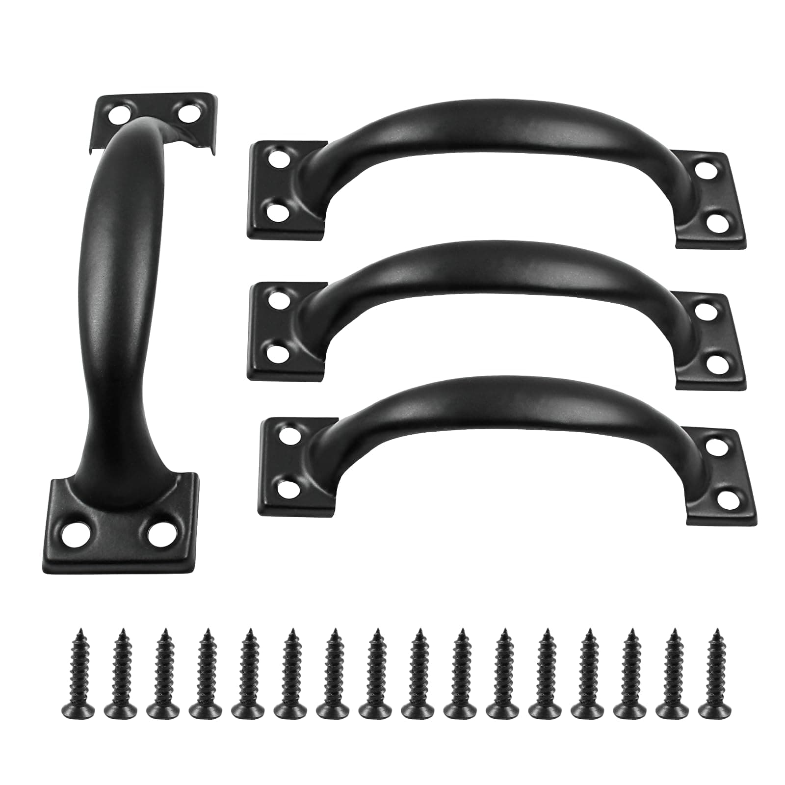 4Pcs 6” Metal Door Handles Bow Handle, Large Door Pulls Vintage barn Door Handles for Furniture Cabinets Kitchen Drawer Dresser Gate - Black
