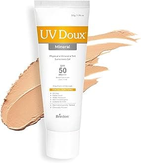 UV Doux Mineral Sunscreen SPF 50 PA+++ | Tinted, Oil-Free, Water Resistant | No White Cast | Zinc & Iron Oxide | For Sensitive & Acne-Prone Skin | Broad Spectrum, 100% Mineral | Men, Women 50g/1.7oz