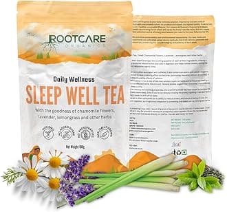 Sleep Well Tea | Herbal Tea with Green Tea, Chamomile, Lavender & Lemongrass | Promotes Better Sleep & Reduces Stress | Supports Digestion | 100% Natural | 100g Pack Of 1 Month