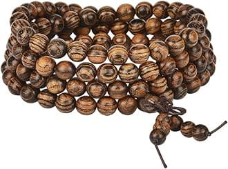 Mala Beads Bracelet 108 8mm Prayer Meditation Sandalwood Elastic…, 8 mm, Wood