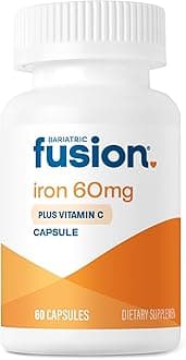 Iron Supplement 60mg with Vitamin C | Easy to Swallow Capsule | Ferrous Fumarate Vitamins for Women and Men | Gluten, Dairy and Soy Free | Non-GMO | 60 Count