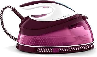 Philips PerfectCare Compact Steam Generator - 2400W, 400g Steam Boost, 6.5 Bar Pressure, OptimalTEMP Technology, 1.5L Tank, Burgundy/White (GC7842/46)