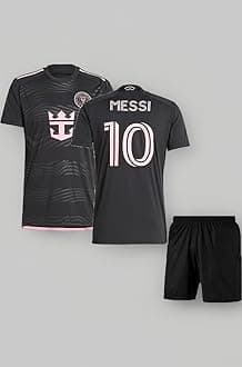 RJM Miami Jersey New Messi Black Jersey with Shorts (Kids,Boys,Men)