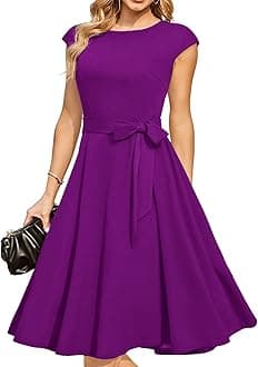 Women's Cocktail Dresses, Formal Wedding Guest Modest Church Vintage Tea Party Midi Evening Dress