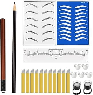 ATOMUS Microblading Tattoo Kit with Practice Skin Eyebrow Tattoo Set Semi Permanent Makeup Set Microblading Eyebrow Training Exercise Tool Kit