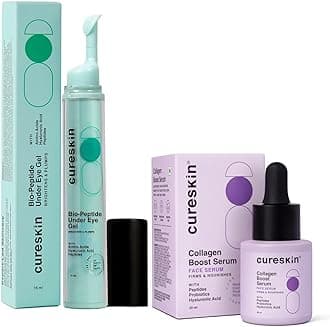 Cureskin Anti Aging Combo | Anti Aging Cream for Women | Collagen Boost Hyaluronic Acid Serum for Face | Under Eye Cream for Men and Women | Dark Circles Removal