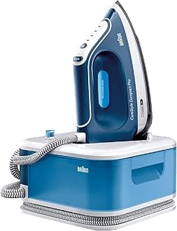 Braun CareStyle Compact Pro IS2565BL, Steam Iron with FreeGlide 3D Technology, iCareMode, Eco and Turbo Modes, Vertical Steaming, Anti-Drip, 1.5L Water Tank, 2400W, Blue