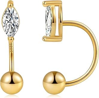 Gacimy Huggie Half Hoop Earrings for Women with Ball Screw Back, 1/2 Inches Small Gold Hoop Earrings