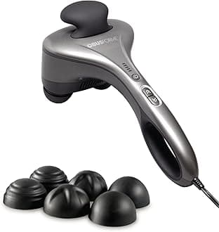 Obusforme Professional Grade Percussion Back Massager | Handheld Deep Tissue Massager | 3000 RPM Dual Massage Nodes | Five Massage Intensity Options | Ergonomic Front Grip & Non-Slip Handle