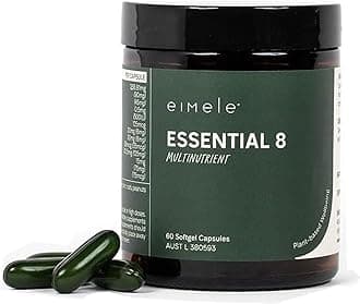 Essential 8 | Multivitamin for Energy & Immunity Support | 8 Essential Nutrients | Calcium, Vitamin B12, Omega3, Zinc, Iron, Vitamin D & More | Non-GMO, Vegan, GF | 30 Servings (60 Softgel Capsules)