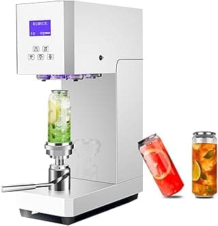 Commercial Benchtop Can Seamer, Electric Can Cup Sealer with Smart Counter Semi-Automatic Tin Can Glass Bottle Sealing Machine for 55 mm/2.2 inch Diameter Pop (White)