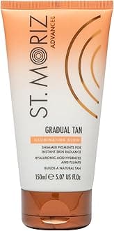 St Moriz Advanced Illuminating Gradual Self Tanner Lotion | Hydrating Vegan Sunless Tanning Moisturizer with Hyaluronic Acid & Shimmer Pigments (Illuminating Glow)