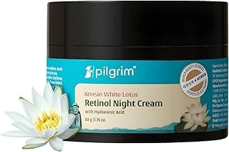 Pilgrim Retinol Night Cream with Hyaluronic Acid & Vitamin C | Lightweight Overnight Face Moisturizer for Oily & Dry Skin | For Men & Women | 1.76 Oz (50g)