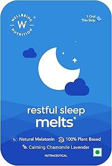 Melts Restful Sleep Strips | Plant-Based Melatonin 10mg for Better Sleep & Stress Relief with Chamomile, Tagara, L-Theanine | 1 Oral Thin Strips