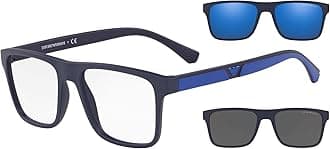 Emporio Armani Men's Rectangular Non-Polarized Sunglasses EA 4115 57591W (Matte Dark Blue, 54/18/145)