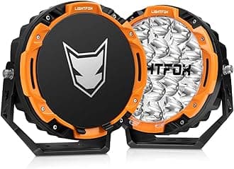 LIGHTFOX 2 PCs 7 Inch LED Driving Lights Round with 3 Colors Protective Ring, 15,366LM IP68 Spot Lights Built-in DRL for Jeep Wrangler Truck Pickup SUV