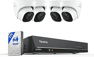 Smart 5MP 8CH Home Security Camera System, 4pcs Wired PoE IP Cameras Outdoor with Person/Pet/Vehicle Detection, 4K 8CH NVR with 2TB HDD for 24-7 Recording, RLK8-520D4-5MP