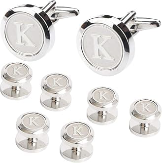 DannyshiMens Cufflinks and Studs Tuxedo Shirts Business Wedding Initials Alphabet A-Z Gift Set