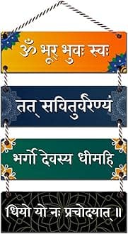 Navadey Wall Hanging Wooden Art Decorative Item for Living Room | Enterance | Home Decor | Mantra Quotes Decor Item | Wall Art Decoration (Om Bhur Bhuva Swaha)