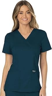 Cherokee Scrubs for Women Mock Wrap Top with 3 Pocket, Back Princess Seams WW610