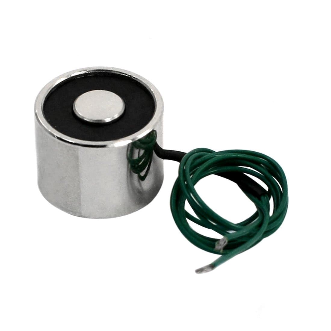 sourcingmap 12V 0.24A 2.5Kg 3mm Thread Dia 24cm Two Wires Eelectric Lifting Magnet Electromagnet Solenoid 20x15mm Green Wire Leads