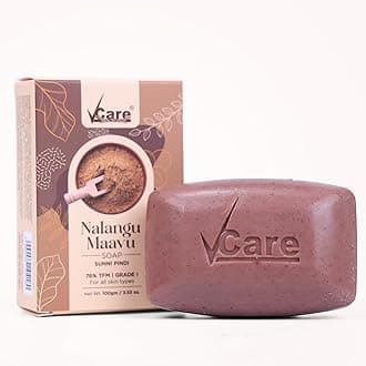 VCare Nalangu Maavu Soap for Men and Women|76% TFM Grade 1 Sunni Pindi for Bright Skin Bathing Soap Bar - 100gm Buy 3 Get 1 Free