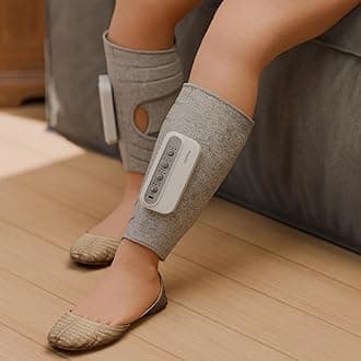 Lifelong Wireless Air Pressure Leg Massager Machine For Both Legs With Heat - Relaxing Shiatsu & Kneading Calf Massage - Variable Intensity For Pain Relief-Improves Blood Circulation (Llm882),Grey