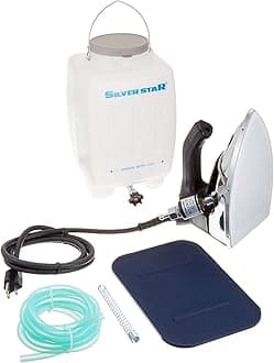 Stainless Steel Steam Iron Es-300 Gravity Steam Press Silver Star Industrial Electric Iron Condensate Separator (Metallic) Free 1 With Teflon Shoe, 1250 Watts