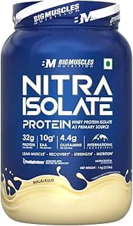 Nitra Isolate [1kg, Malai Kulfi] | 32g Protein | 10g EAA | Whey Protein with ProHydrolase Enzyme Tech. For Faster Absorption | Improved Strength, Faster Recovery & Muscle Building