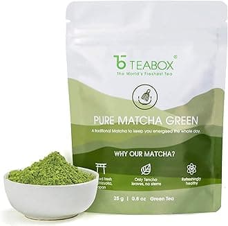 Teabox Matcha Green Tea Powder | 100% Pure & Fresh Authentic Premium Grade Matcha From The wengest Tencha Leaves | Sourced From Shizuoka, Japan | 25 Grams
