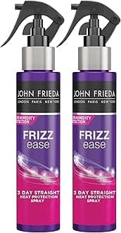 Frizz Ease 3 Day Straight Heat Protection Spray, Keeps Hair Straight and Frizz-Free for 3 Days, Keratin-Infused Flat Iron & Styling Spray for a Smooth, Sleek Finish, 3.5 Oz, Pack of 2