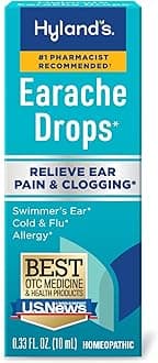 Hyland's Earache Drops, Natural Relief of Swimmer's Ear, Cold and Flu, Allergy Symptoms, Ages 4 and up, Day and Night, 0.33 Fl Oz