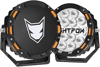 LIGHTFOX 2 PCs 7 Inch LED Spot Light Round, Spot Beam 13226LM, Driving Light Angle Adjustable with DT Connectors, IP68 Waterproof, Compatible with Offroad Jeep Wrangler Truck Pickup SUV