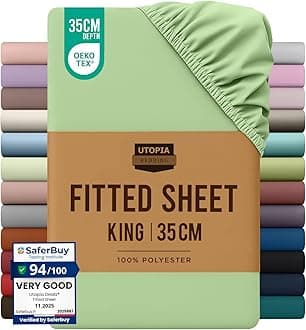 Utopia Bedding Fitted Sheet King, Sage - Deep Pocket 14 inch (35 cm) - Easy Care - OEKO-TEX Certified - Soft Brushed Microfibre Fabric - Shrinkage and Fade Resistant - Bottom Sheet