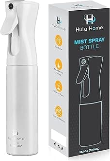 Hula Home Spray Bottle for Hair (10.1oz/300ml) - Continuous Ultra Fine Mist Sprayer – For Hairstyling, Cleaning, Salons, Plants, Essential Oil - All White