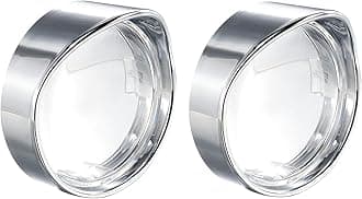 NTHREEAUTO 2 Inch Clear Bullet Turn Signal Lens Cover with Chrome Visor Bezels Compatible with Harley Sportster Dyna Road King Street Glide Softail