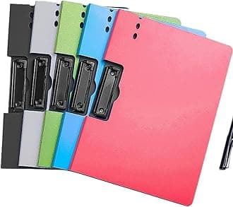 A4 Clipboard - 360 Degree Foldable Clipboard Nursing with Pen Holder, File Cover Folder, A4 Punchless Binder with Metal Clip, Clipboards with Storage Holds 100 Sheets Paper, Horizontal Clip, 5 Pack