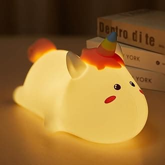 Minetom Unicorn Night Light for Kids, Cute Silicone Unicorn Night Light with 2 Levels of Brightness, 7 Colors Kawaii Touch Lamp for Bedroom, Girls and Boys, Toddler, Nursery, Baby Gifts