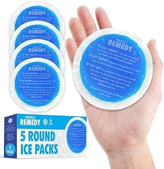 Perfect Remedy Round Gel Ice Pack for Hot & Cold Compress, Reusable Injury Ice Pack for Aid in Pain, Soothing Soft Gel for Soreness, Muscle Strain Conditions, Hot Water Bottles Alternative (5Pk, Blue)