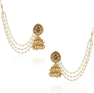 Metal Gold Plated and Pearl Earrings for Women & Girls