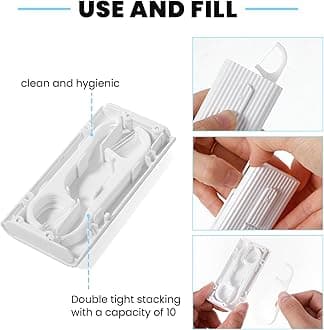 WLLHYF Dental Floss Portable Case Travel Floss Storage Case Toothpicks Dispenser Refillable Dental Floss Container with 10 Picks Automatic Floss Stick Organizer for Oral Care (White+Blue+Green+Pink)