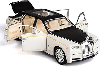 Rolls Royce Phantom Model Car 1:32 Scale Exclusive Alloy Metal Car Pull Back Die-cast Car Toy car with Openable Doors & Light Music Boys Toys for Kids-White Color