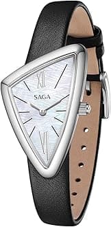 SAGA Sailboat Women's Luxury Quartz Watch with Swiss Movement, Roman Numeral Dial, Danube Crystal, Stainless Steel Triangular Case, 3ATM Water Resistant - Elegant Gift for Small Wrists